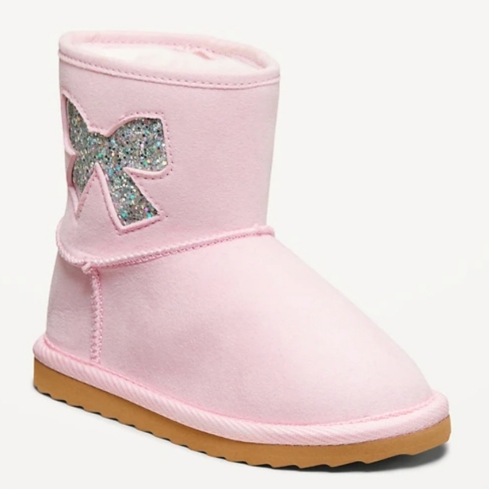 Old Navy Faux-Suede Glitter Bow Cutout Boots for Toddler Girls